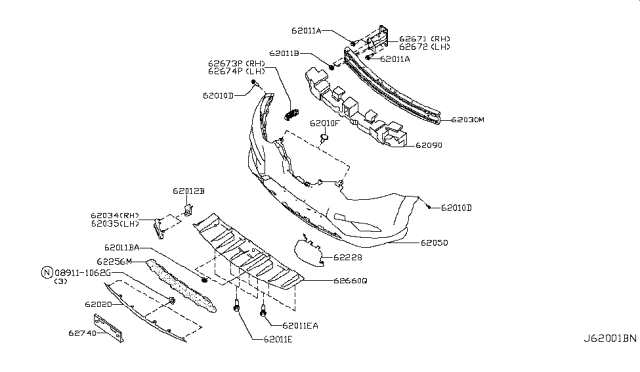 2017 Nissan Rogue Front Bumper Diagram 1