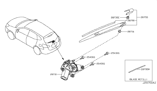 2019 Nissan Rogue Japan Make Rear Window Wiper Diagram