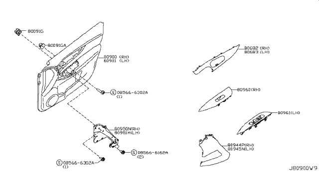 2019 Nissan Rogue Japan Make Front Door Trimming Diagram