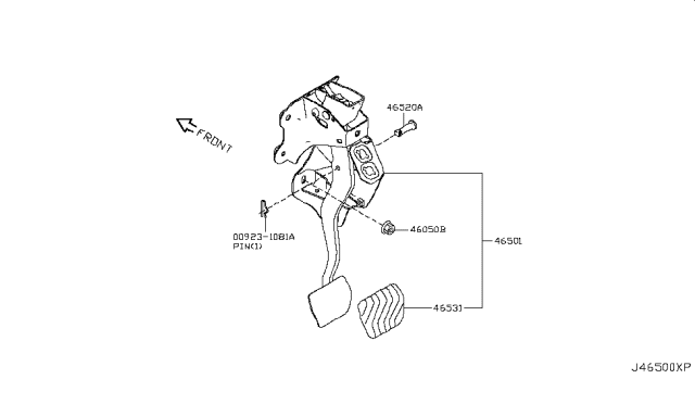 2016 Nissan Rogue Brake & Clutch Pedal Diagram