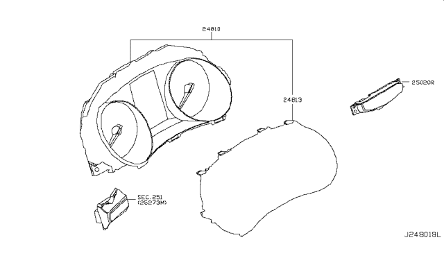 2019 Nissan Rogue Instrument Cluster Diagram for 24810-7FW0A