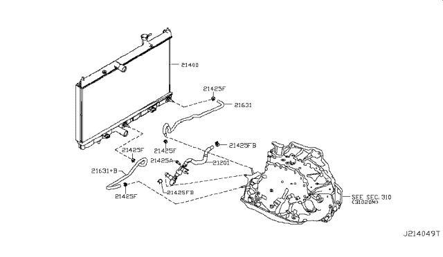 2019 Nissan Rogue Radiator,Shroud & Inverter Cooling Diagram 5