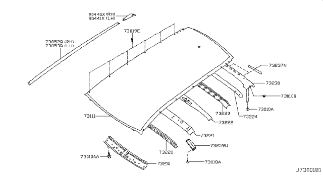 2019 Nissan Rogue Bracket-Roof Bow,2ND Diagram for G3259-4BAMA