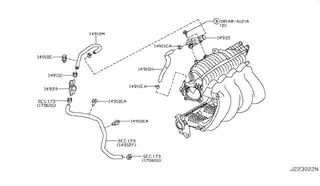 2018 Nissan Rogue Japan Make Engine Control Vacuum Piping Diagram 2