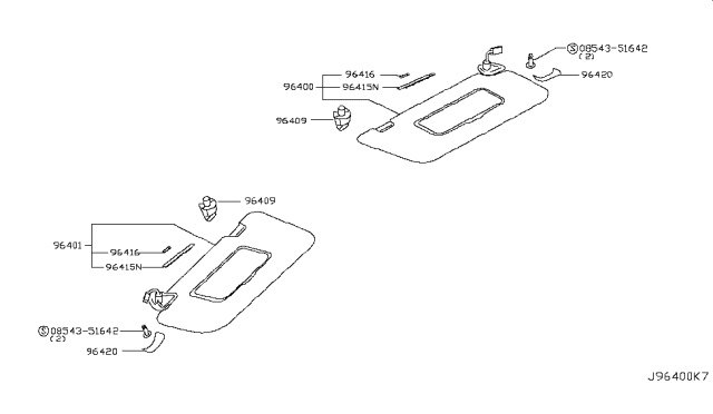2018 Nissan Rogue Japan Make Sunvisor Diagram 1