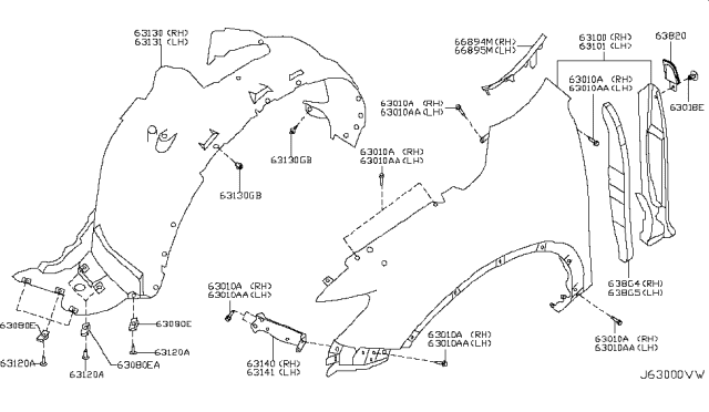 2018 Nissan Rogue Bracket-Front Fender,RH Diagram for F41C0-4BAAA