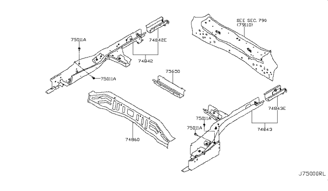 2018 Nissan Rogue Member Assy-Rear Cross,Center Diagram for G5650-5HAMA