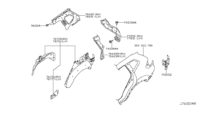 2019 Nissan Rogue Japan Make Body Side Panel Diagram 3