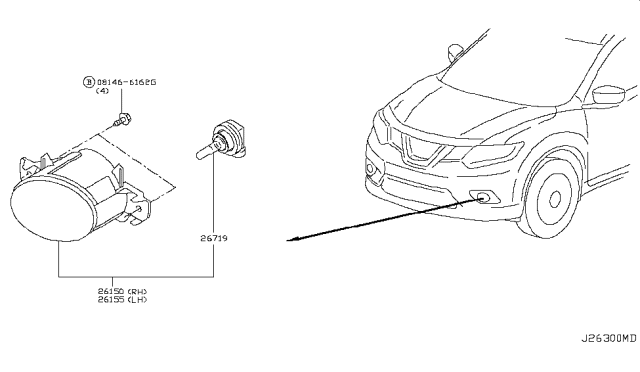 2016 Nissan Rogue Japan Make Fog,Daytime Running & Driving Lamp Diagram 1