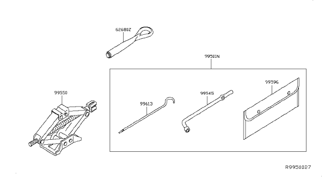 2014 Nissan Leaf Jack Complete Diagram for 99550-3NA0B