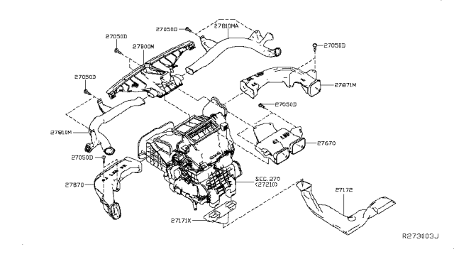 2016 Nissan Leaf Duct-Side Ventilator Diagram for 27870-3NF0A