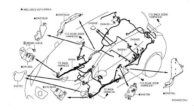 2016 Nissan Leaf Harness-Sub Diagram for 24167-3NF0A