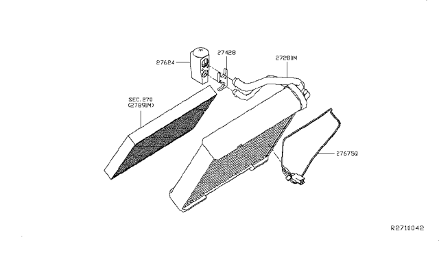 2016 Nissan Leaf Evaporator Assy-Front Diagram for 27280-3NF0A