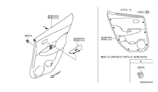 2013 Nissan Leaf Finisher Assy-Rear Door,RH Diagram for 82900-3NF0A