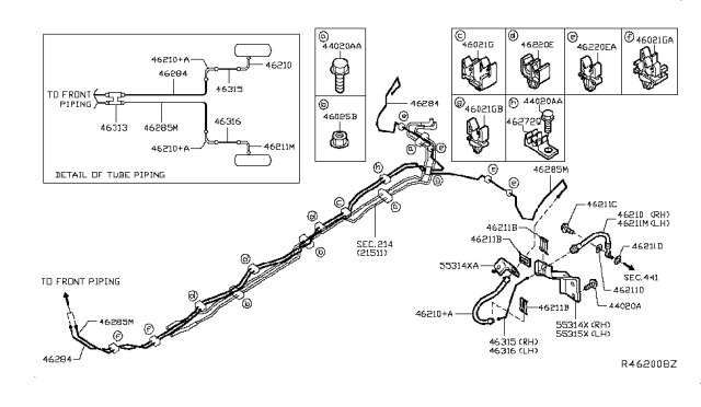 2014 Nissan Leaf Brake Piping & Control Diagram 1