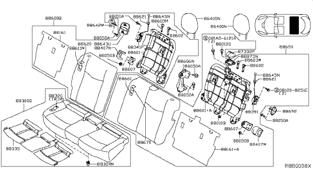 2014 Nissan Leaf Trim Assy-Back,Rear Seat RH Diagram for 88620-3NF2A