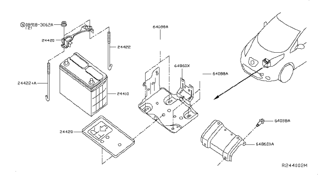 2013 Nissan Leaf Battery & Battery Mounting Diagram 1