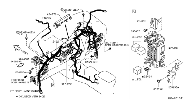 2013 Nissan Leaf Harness-Main Diagram for 24010-3NH0A