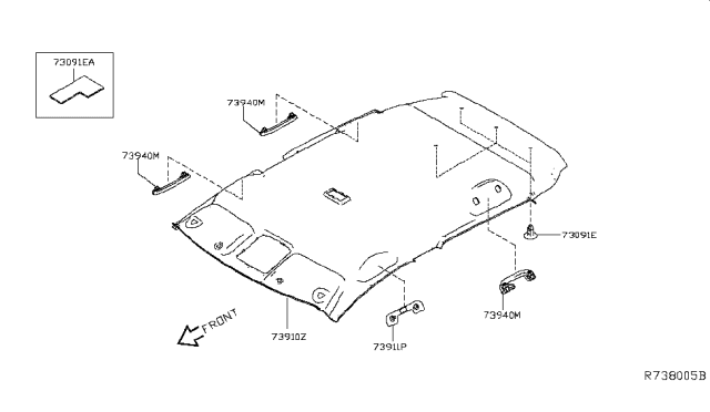 2017 Nissan Leaf Headlining Assy Diagram for 73910-3NJ1A