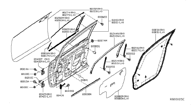 2013 Nissan Leaf Front Door Panel & Fitting Diagram 1