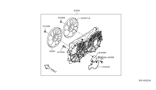 2015 Nissan Leaf Motor & Fan Assy-W/Shroud Diagram for 21481-3NF0B