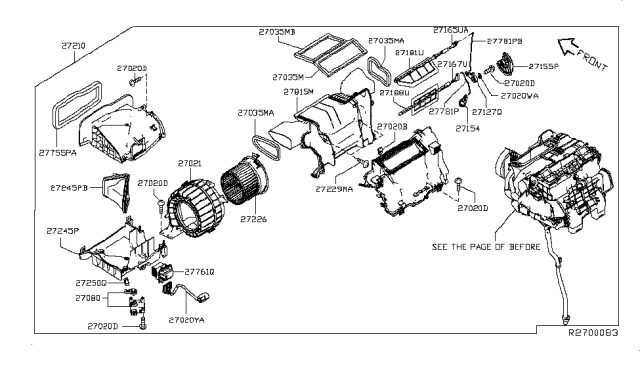 2017 Nissan Leaf Blower Assembly-Air Conditioner Diagram for 27210-9RA0B