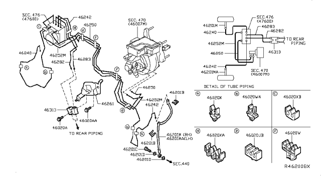 2014 Nissan Leaf Tube Assembly - Brake, Front RH Diagram for 46240-3NA2B