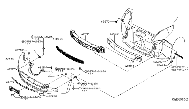 2015 Nissan Leaf Front Bumper Diagram