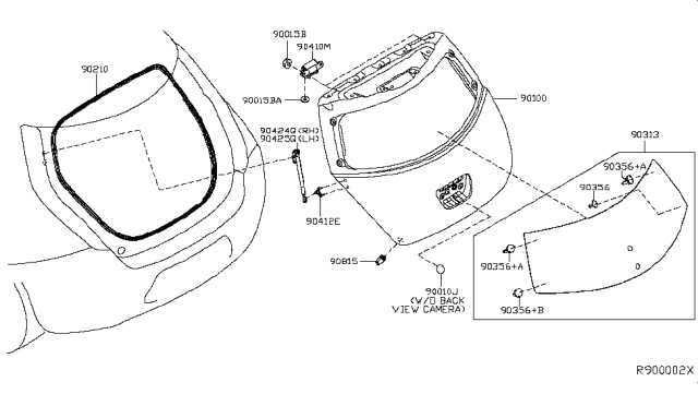 2013 Nissan Leaf Stay Assembly - Back Door, LH Diagram for 90451-3NF0A