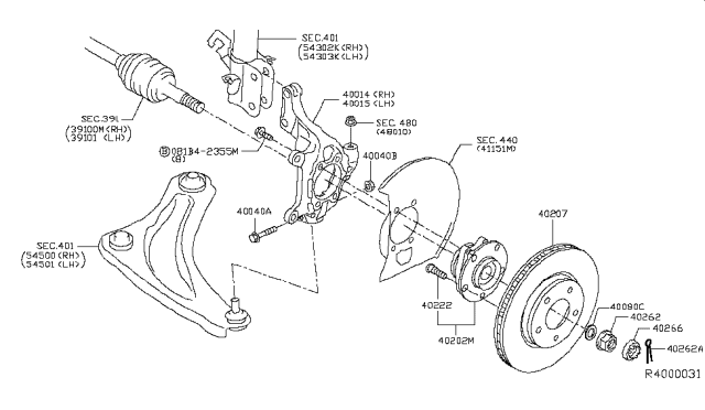 2016 Nissan Leaf Rotor Disc Brake Front Diagram for 40206-4BT0B