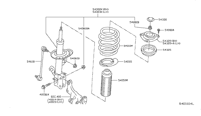 2017 Nissan Leaf STRUTKIT-FRONTSUSPENSION,RH Diagram for E4302-3NF1A