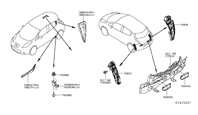 2014 Nissan Leaf Body Side Fitting Diagram 2