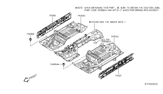 2017 Nissan Leaf SILL Inner RH Diagram for G6450-3NFAA