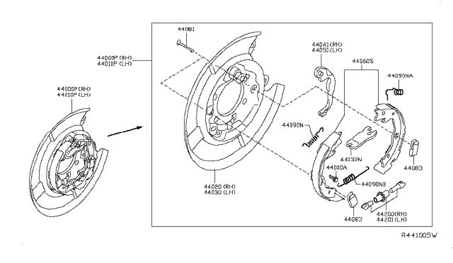 2017 Nissan Leaf Brake Assembly-Parking Rear RH Diagram for 44000-3NF5A