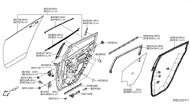 2016 Nissan Leaf Rear Door Panel & Fitting Diagram