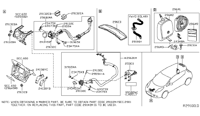 2015 Nissan Leaf Label-Warning,High Voltage Diagram for 993B2-3NF1B