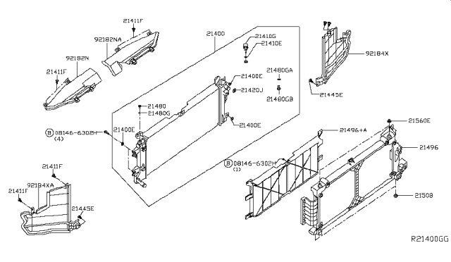 2015 Nissan Leaf Radiator,Shroud & Inverter Cooling Diagram 3