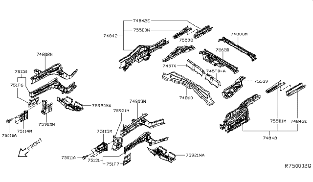 2017 Nissan Leaf Plate-Closing,Rear Side Member LH Diagram for G5539-3NFMA