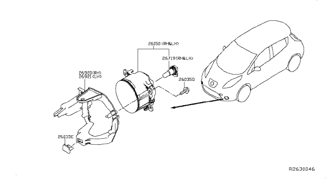 2014 Nissan Leaf Fog,Daytime Running & Driving Lamp Diagram