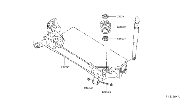 2014 Nissan Leaf Rear Spring Seat-Rubber Upper Diagram for 55034-3NA0A