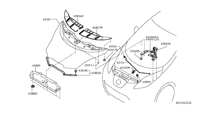 2015 Nissan Leaf Hood Panel,Hinge & Fitting Diagram 2