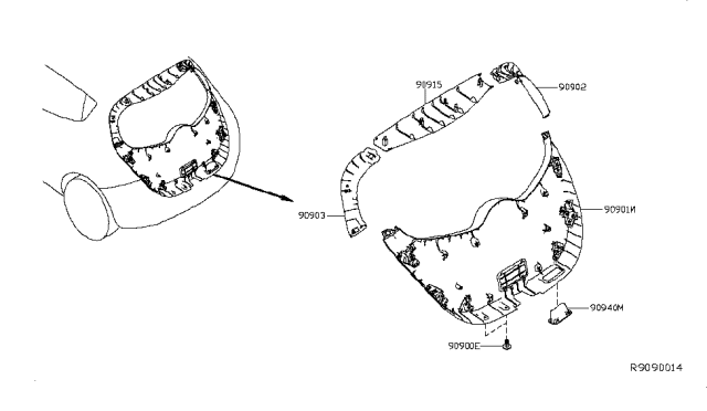 2013 Nissan Leaf Back Door Trimming Diagram