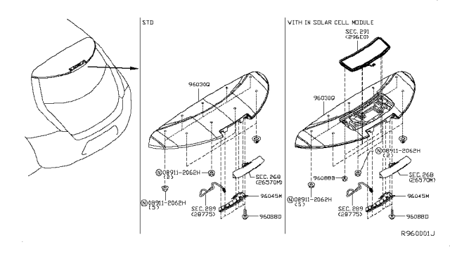 2013 Nissan Leaf Cover-Air Spoiler Diagram for 96045-3NF0A