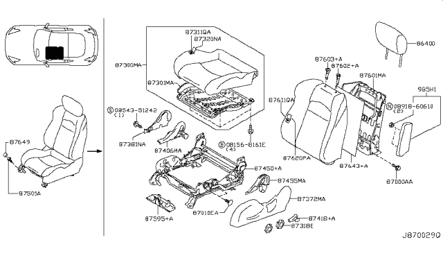 2011 Nissan 370Z Front Seat Diagram 3