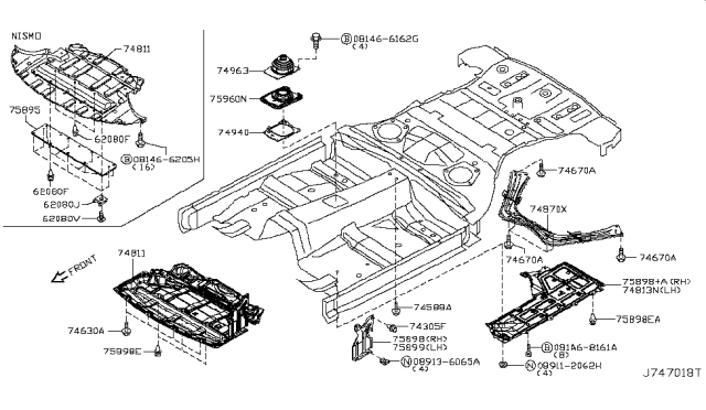 2014 Nissan 370Z Cover-Floor Under,LH Diagram for 74815-1EA0A