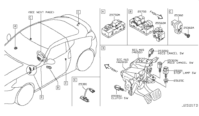 2009 Nissan 370Z Switch Assy-Power Window,Assist Diagram for 25411-1EA0B