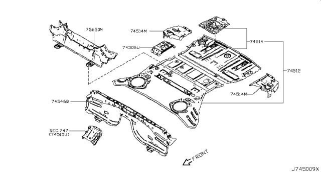 2016 Nissan 370Z Floor Panel (Rear) Diagram 2