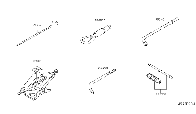 2012 Nissan 370Z Tool Kit & Maintenance Manual Diagram 1