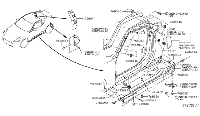 2014 Nissan 370Z Body Side Fitting Diagram 2