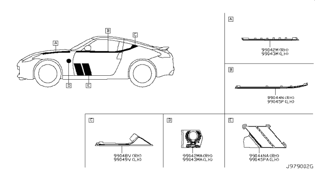 2019 Nissan 370Z Stripe-Accent,Front Fender LH Diagram for 99043-6GK1A